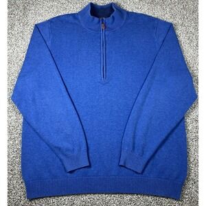 J Mclaughlin Mens 1/4 Zip Golf Pullover Blue Sweater Size XL Cotton Blend